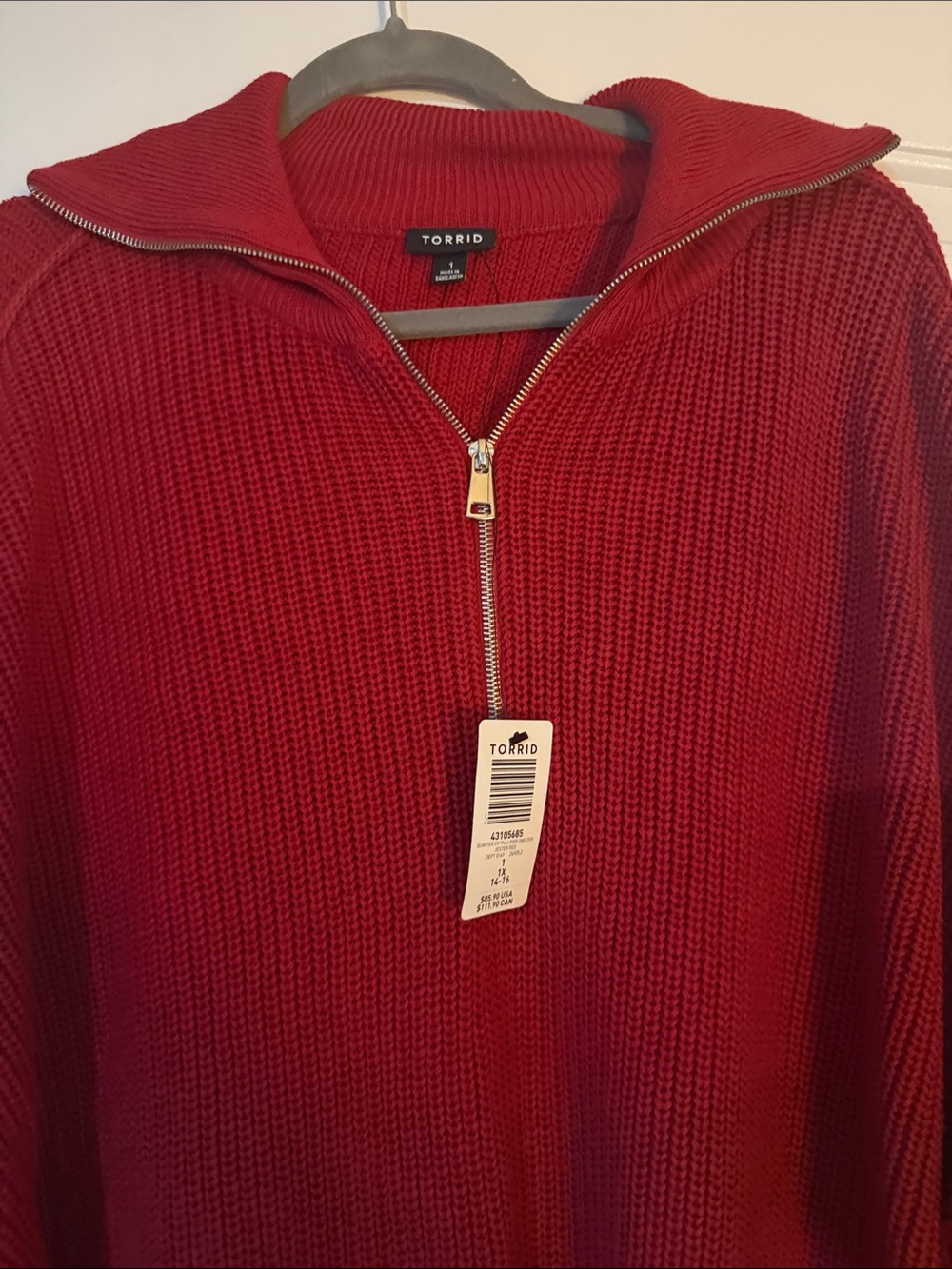 Torrid Oversized NWT Red Half-Zip Knit Sweater - Picture 4 of 6